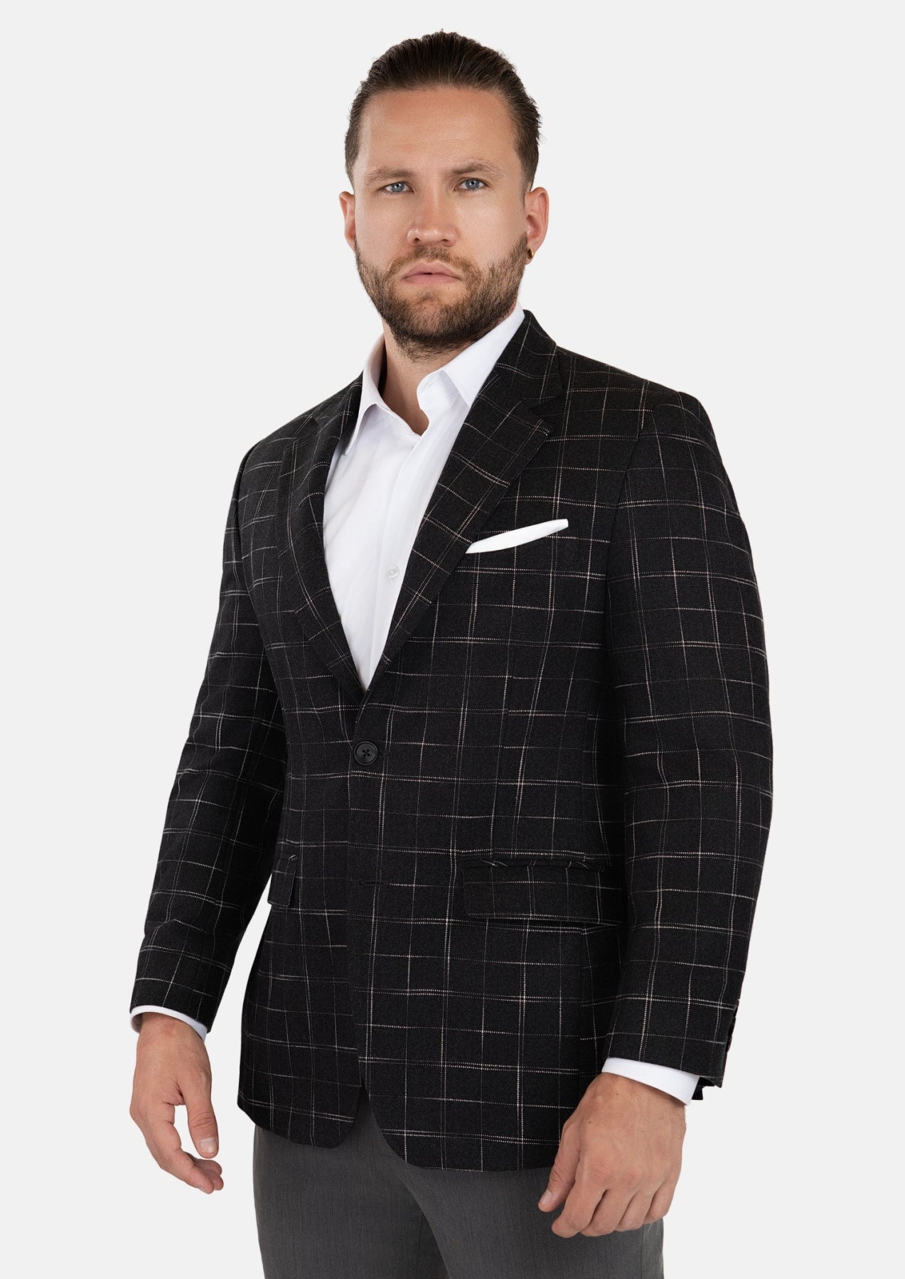 Astor Charcoal Flannel Windowpane Jacket