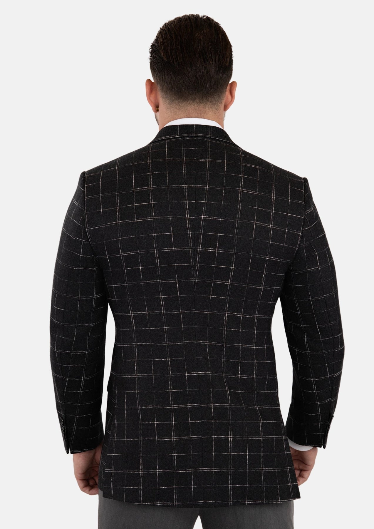 Astor Charcoal Flannel Windowpane Jacket - SARTORO