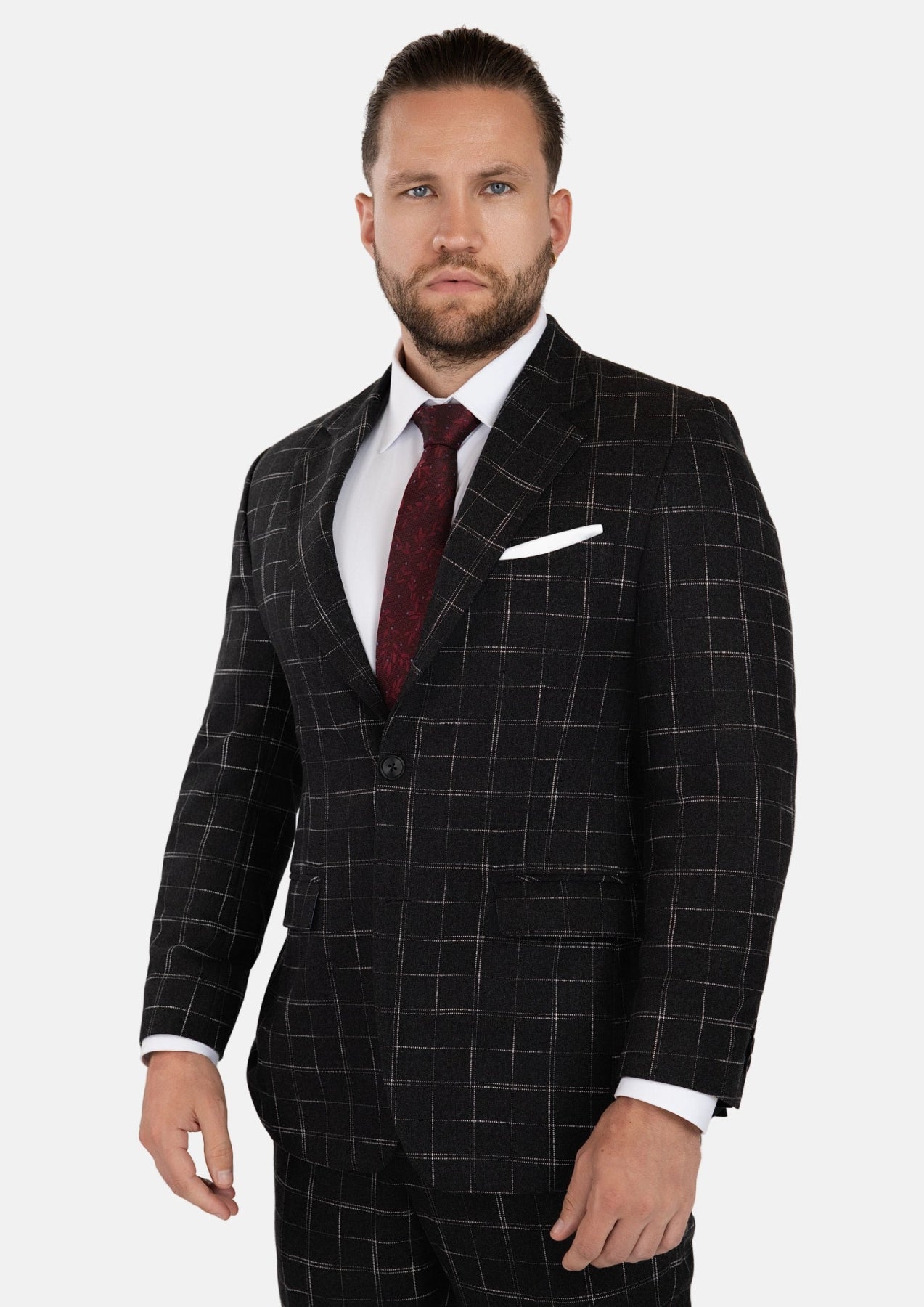 Astor Charcoal Flannel Windowpane Suit