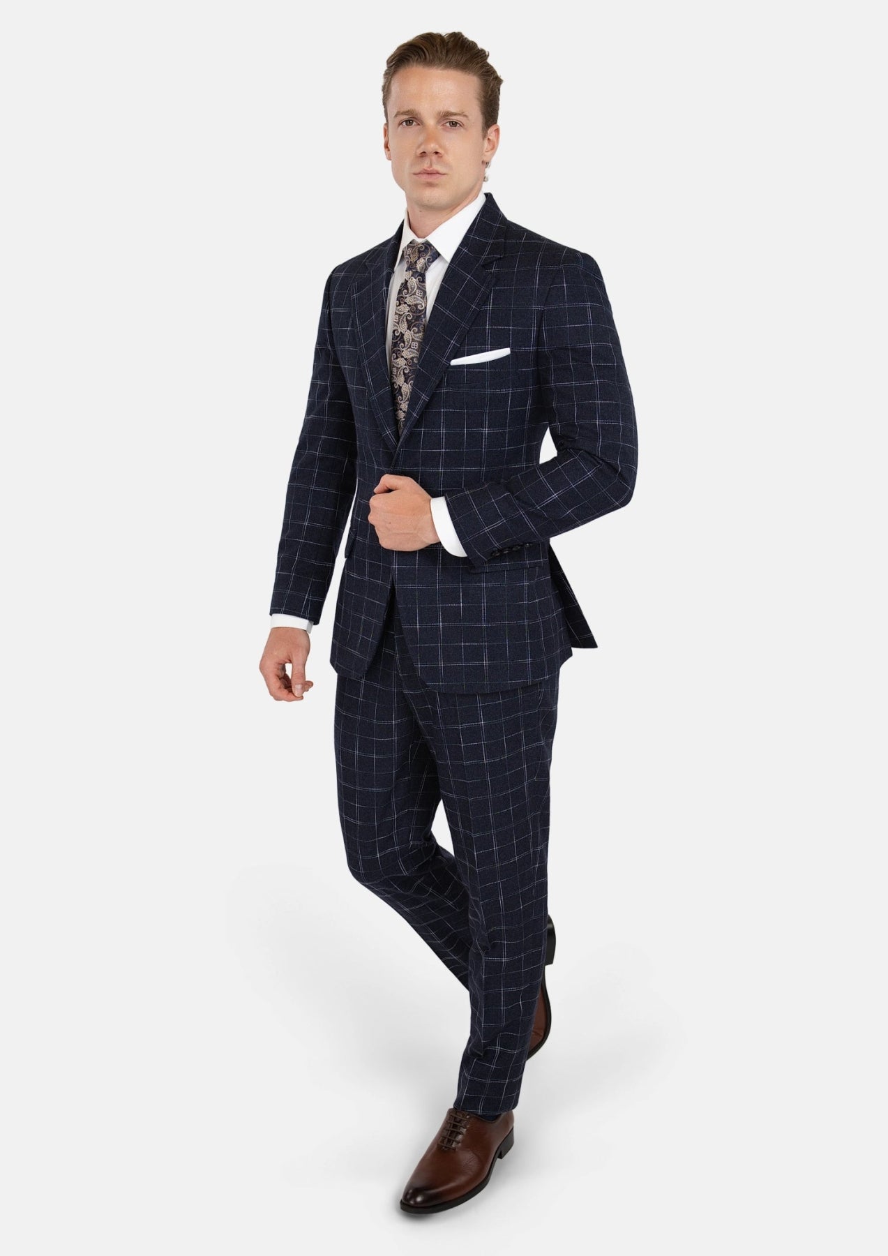 Astor Charcoal Flannel Windowpane Suit - SARTORO