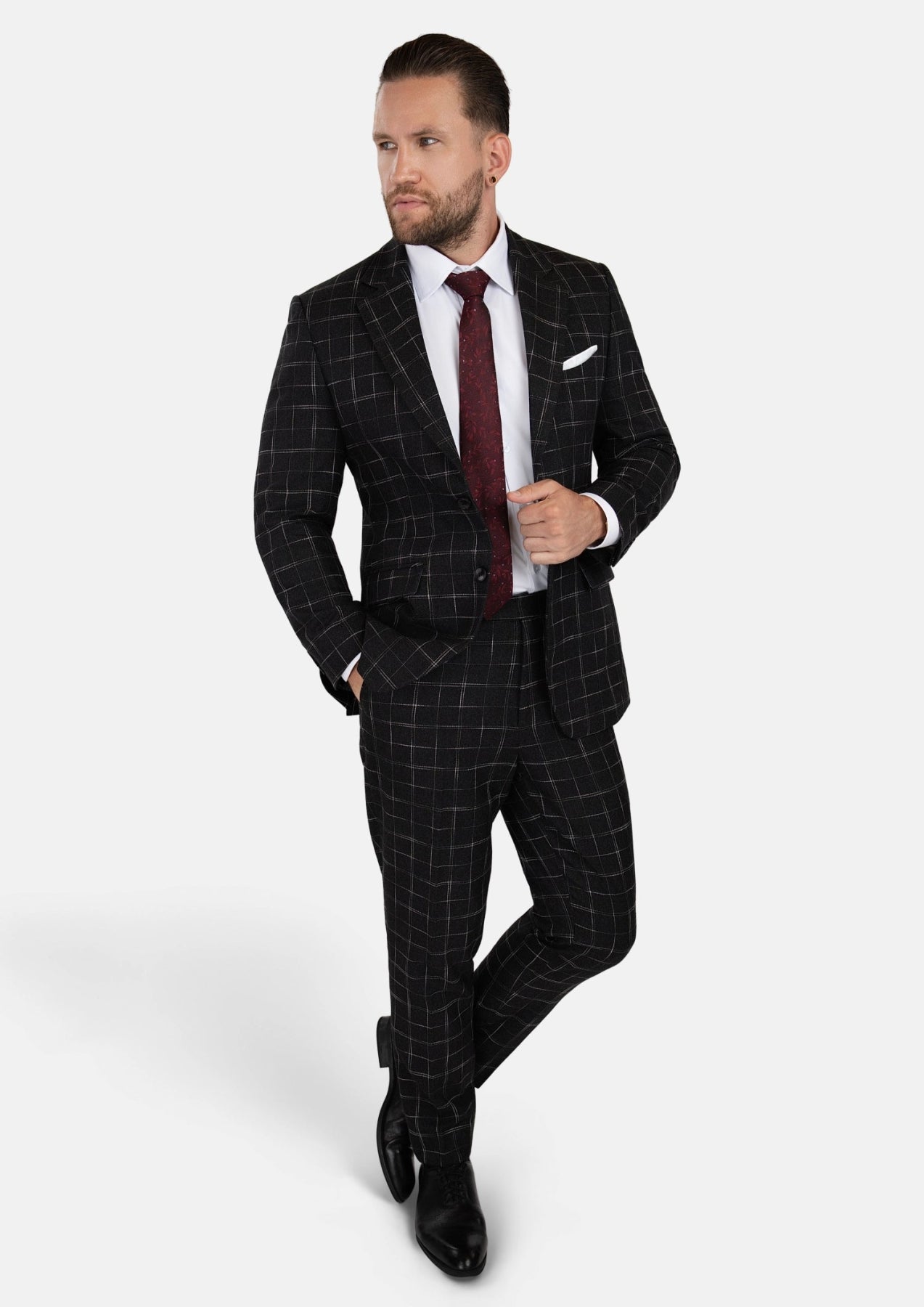 Astor Charcoal Flannel Windowpane Suit - SARTORO