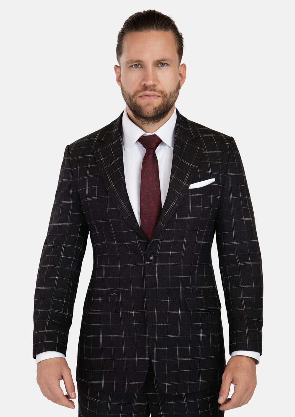 Charcoal Flannel Windowpane Suit941