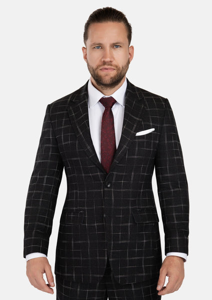 Astor Charcoal Flannel Windowpane Suit - SARTORO