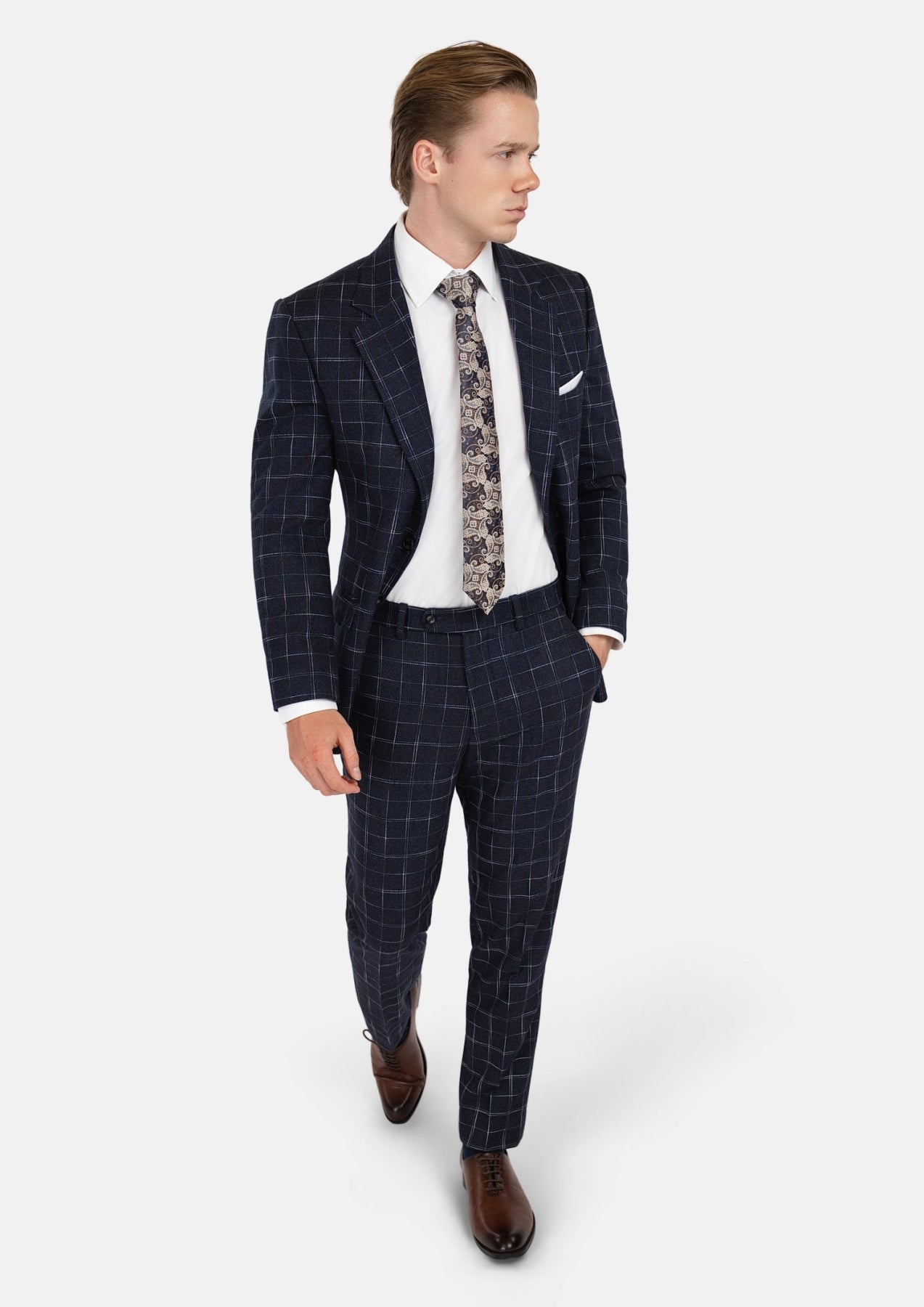 Astor Charcoal Flannel Windowpane Suit - SARTORO