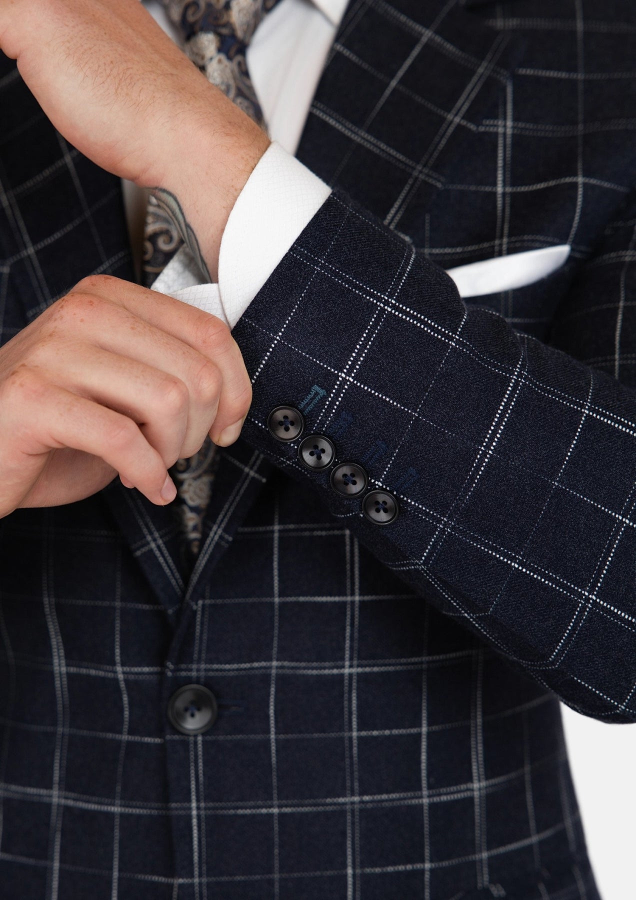 Astor Charcoal Flannel Windowpane Suit - SARTORO