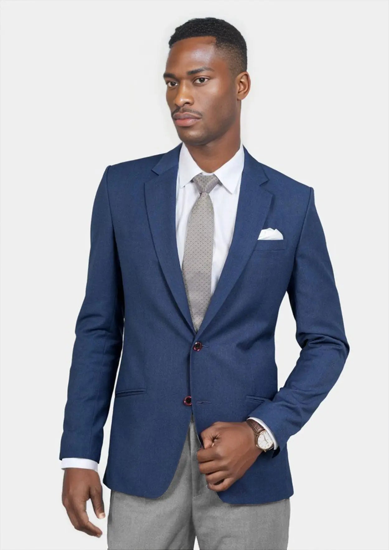 Astor Deep Blue Crosshatch Jacket - SARTORO