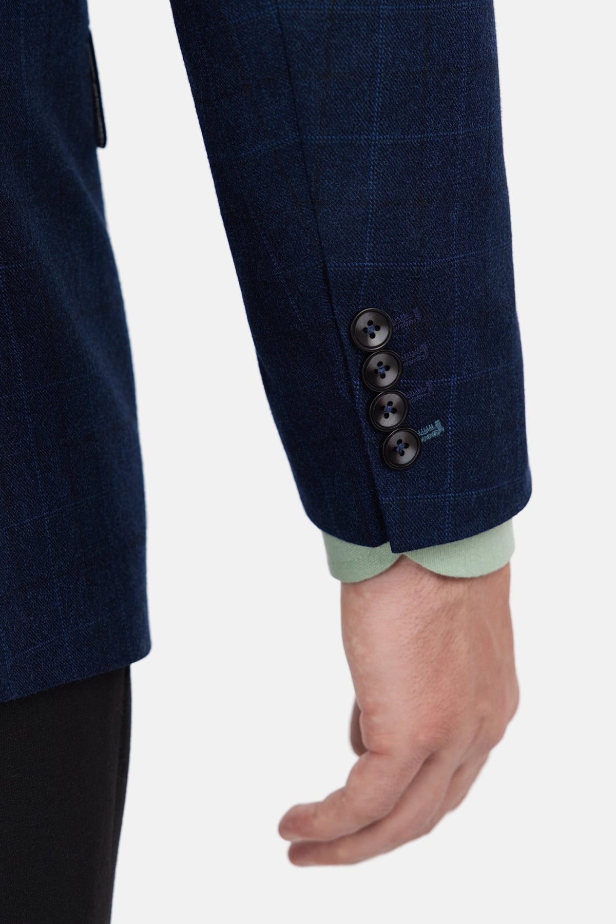 Astor Deep Blue Flannel Windowpane Jacket - SARTORO273