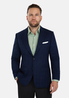 Astor Deep Blue Flannel Windowpane Jacket - SARTORO802