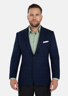 Astor Deep Blue Flannel Windowpane Jacket - SARTORO644