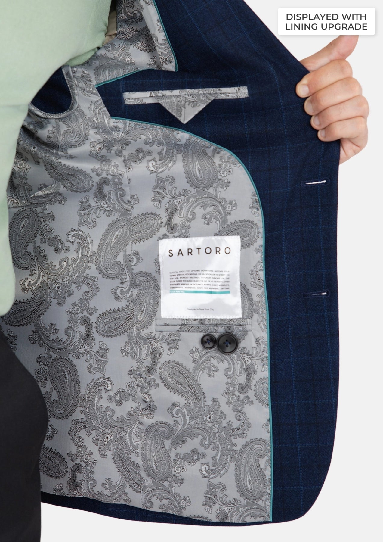 Astor Deep Blue Flannel Windowpane Jacket - SARTORO