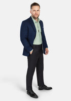 Astor Deep Blue Flannel Windowpane Jacket - SARTORO156