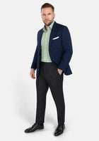 Astor Deep Blue Flannel Windowpane Jacket - SARTORO476
