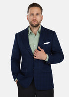 Astor Deep Blue Flannel Windowpane Jacket - SARTORO12