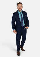 Astor Deep Blue Flannel Windowpane Suit - SARTORO880