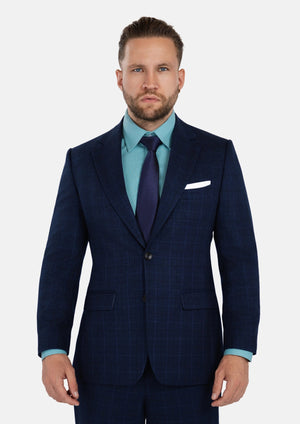 Deep Blue Flannel Windowpane Suit