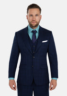 Astor Deep Blue Flannel Windowpane Suit - SARTORO228