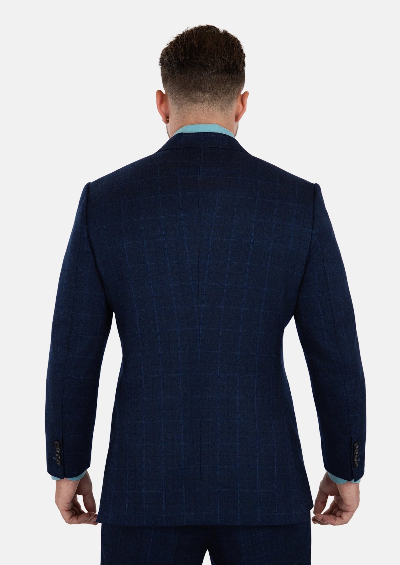 Astor Deep Blue Flannel Windowpane Suit - SARTORO