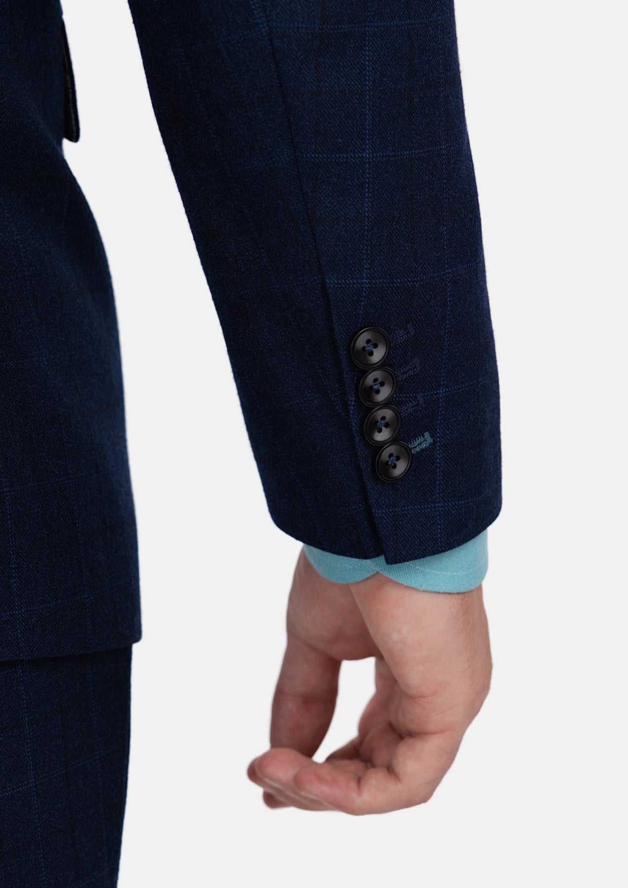 Astor Deep Blue Flannel Windowpane Suit - SARTORO