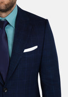 Astor Deep Blue Flannel Windowpane Suit - SARTORO103