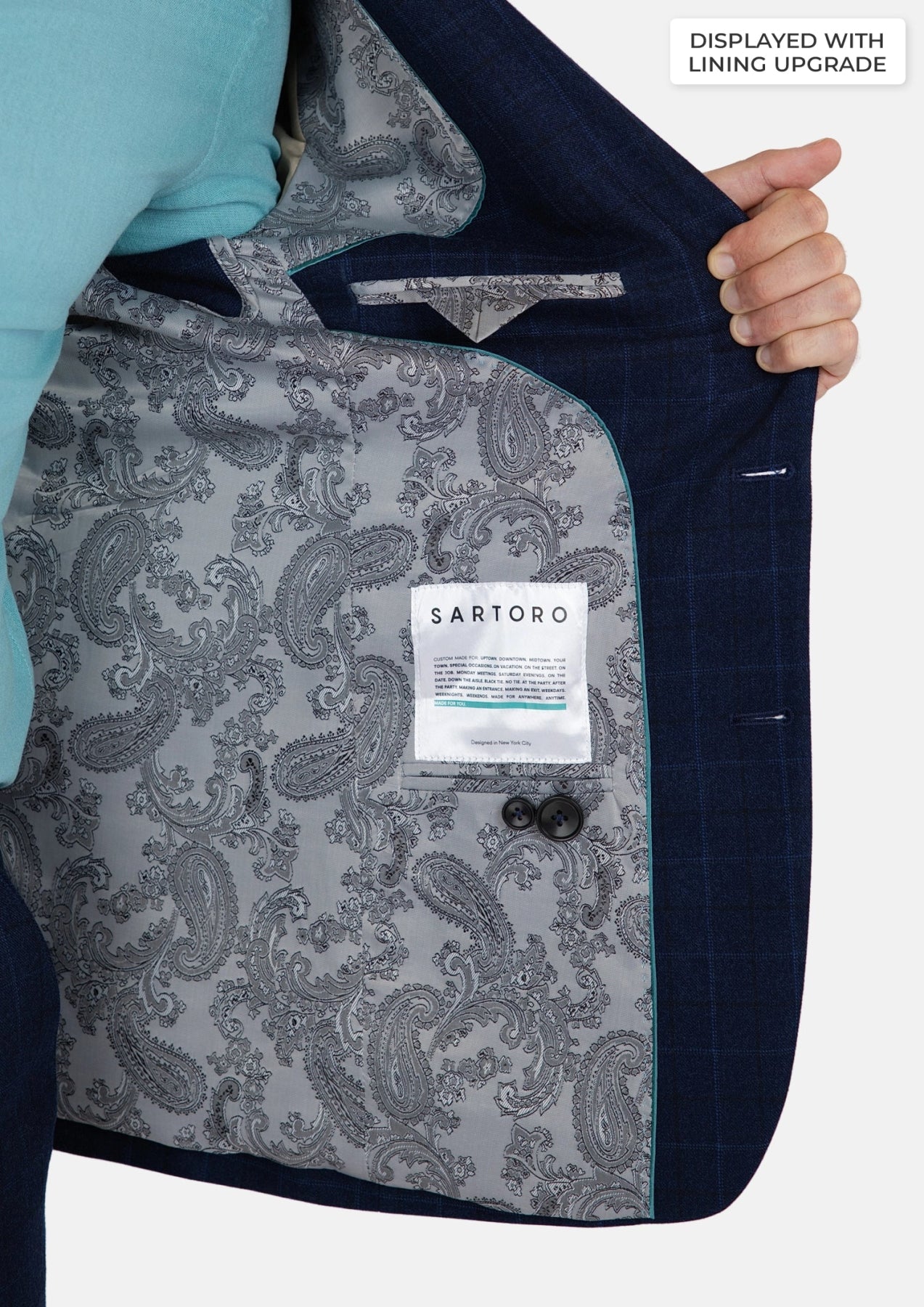 Astor Deep Blue Flannel Windowpane Suit - SARTORO