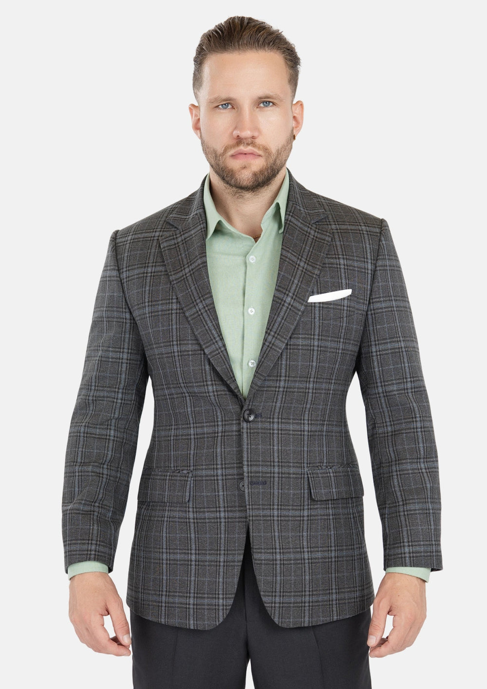 Grey Two-Tone Plaid Jacket640