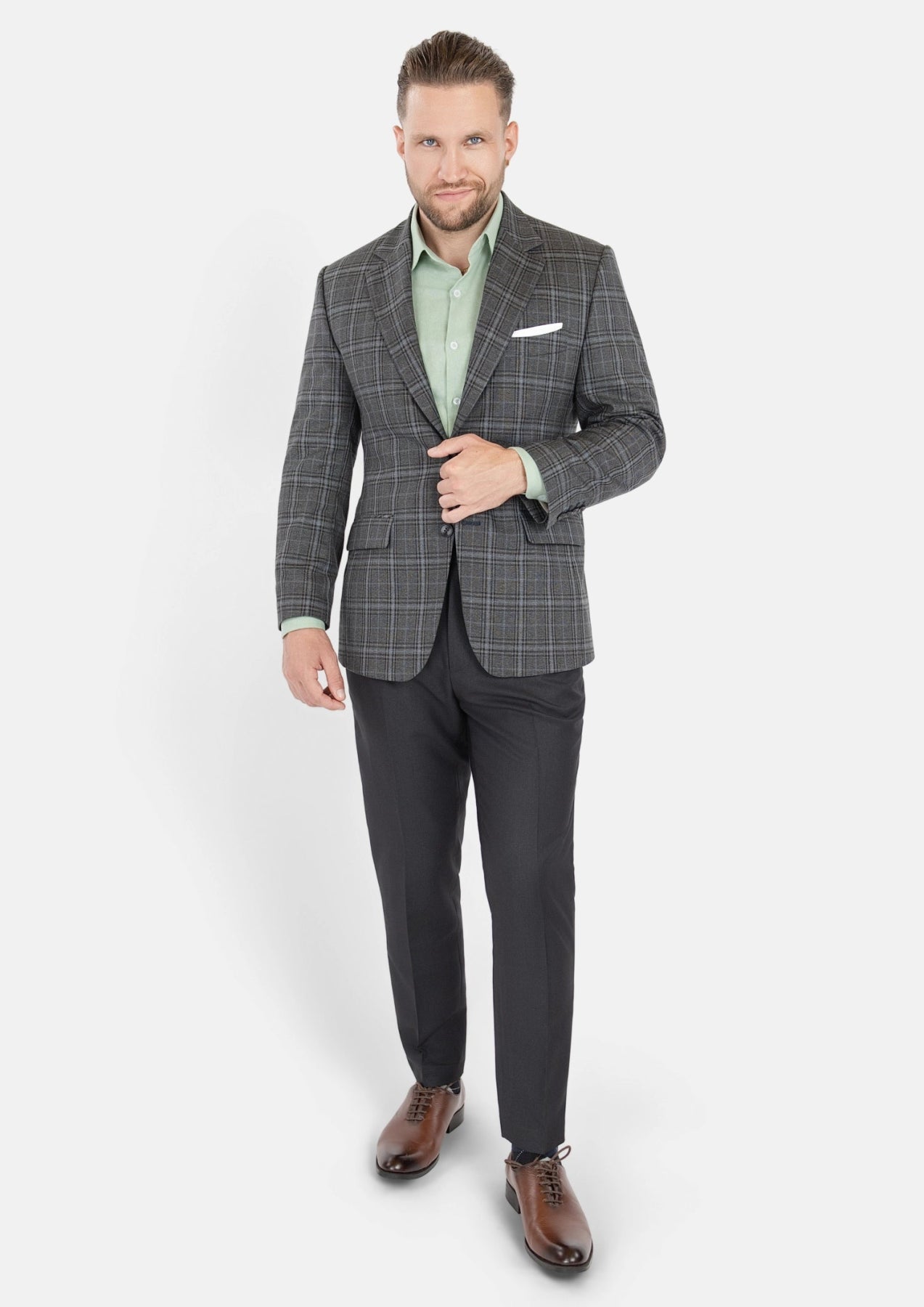 Astor Grey Two - Tone Plaid Jacket - SARTORO