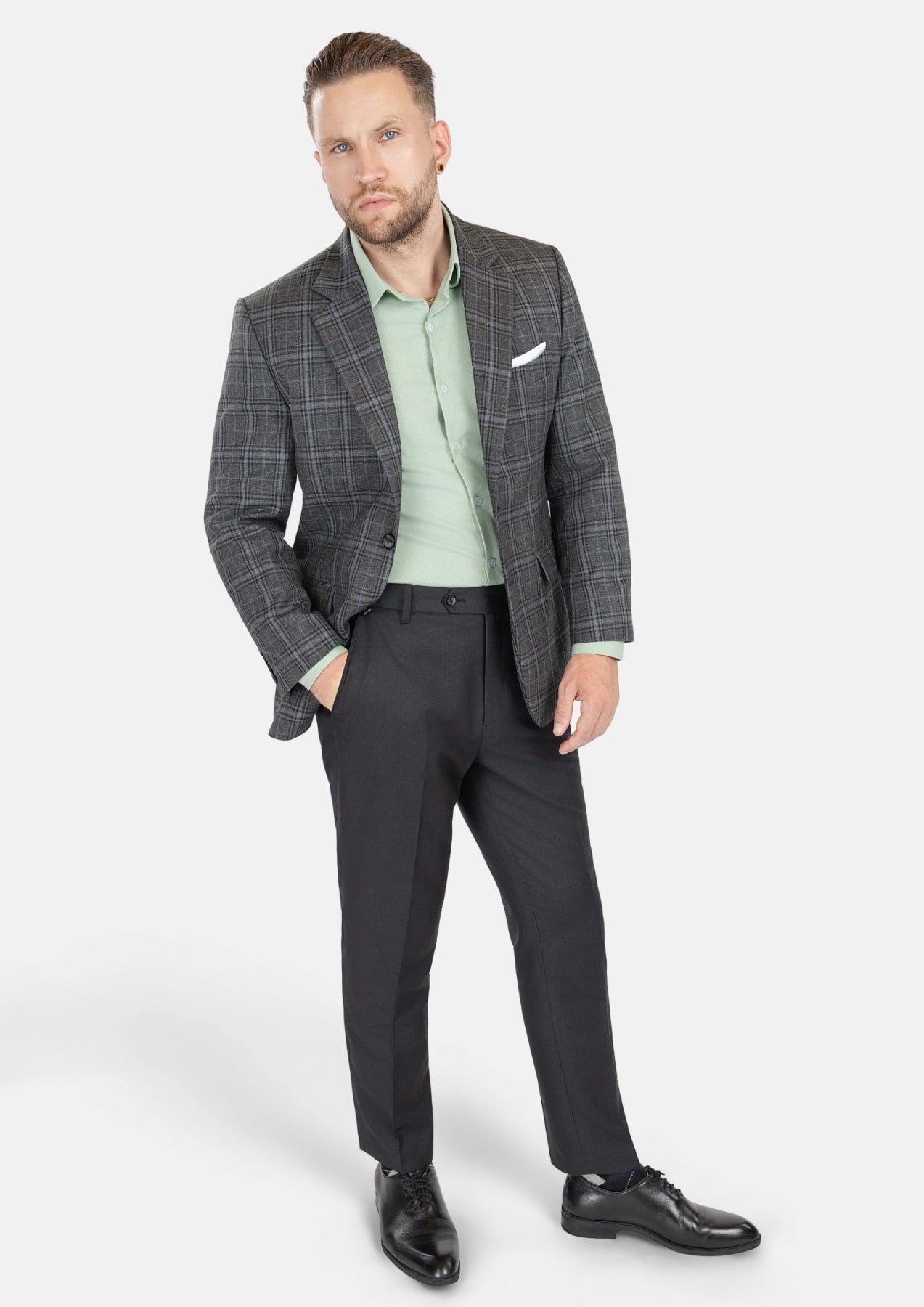 Astor Grey Two - Tone Plaid Jacket - SARTORO