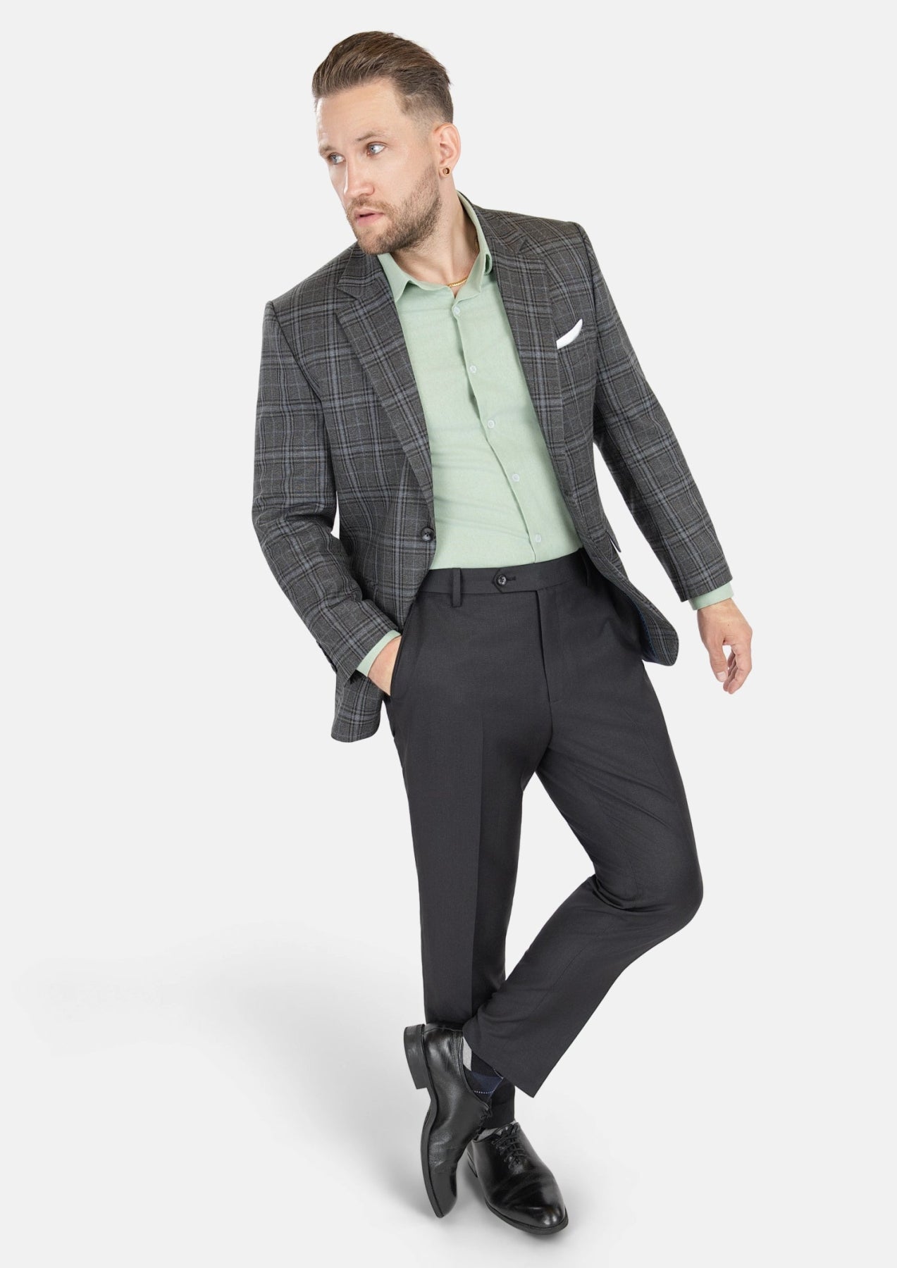 Astor Grey Two - Tone Plaid Jacket - SARTORO