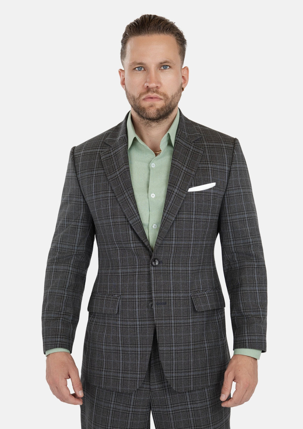 Grey Two-Tone Plaid Suit766