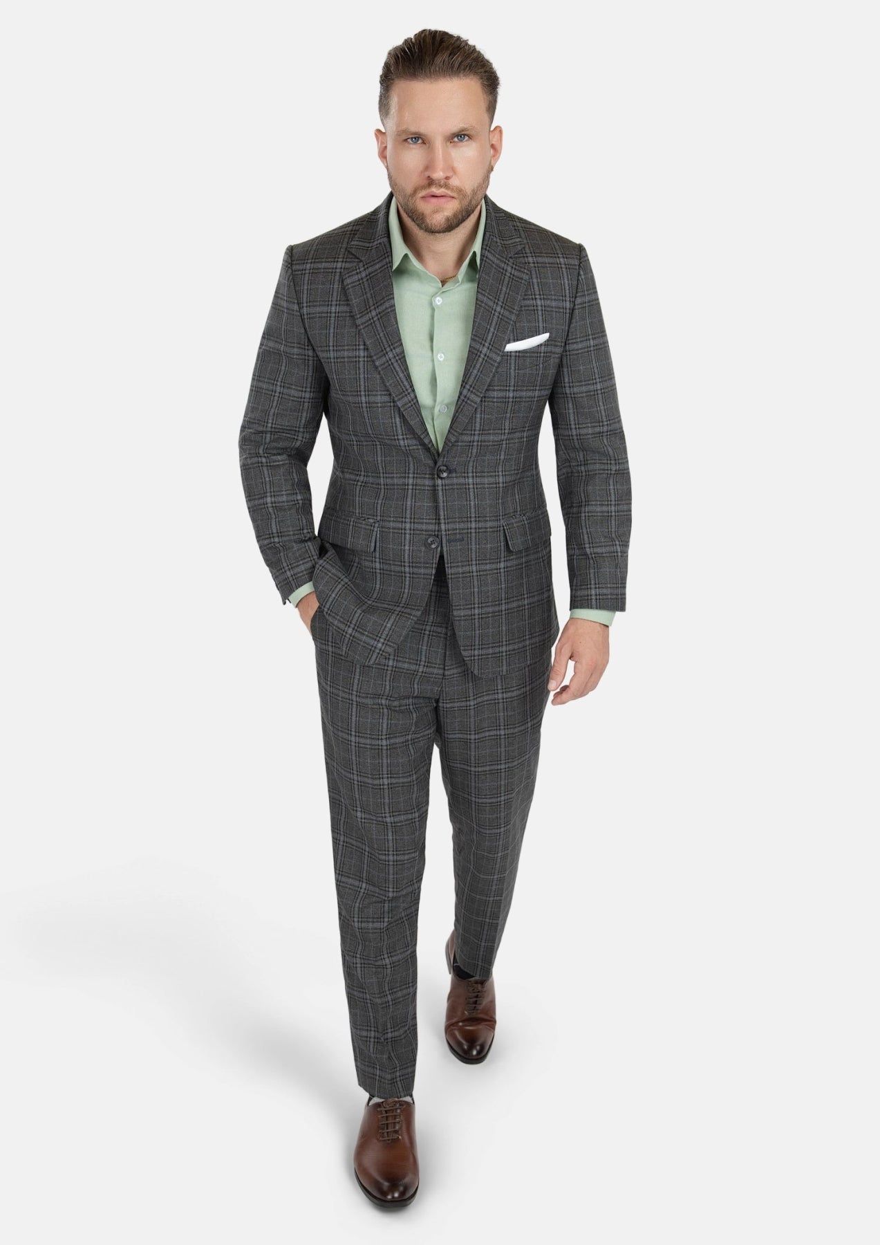 Astor Grey Two - Tone Plaid Suit - SARTORO