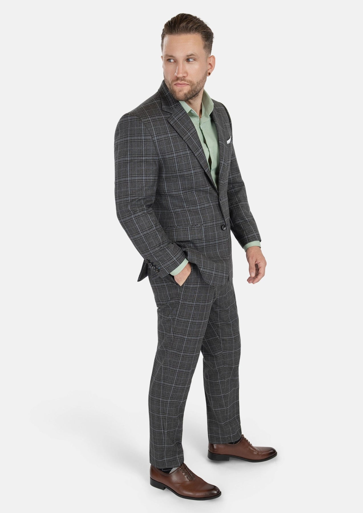 Astor Grey Two - Tone Plaid Suit - SARTORO