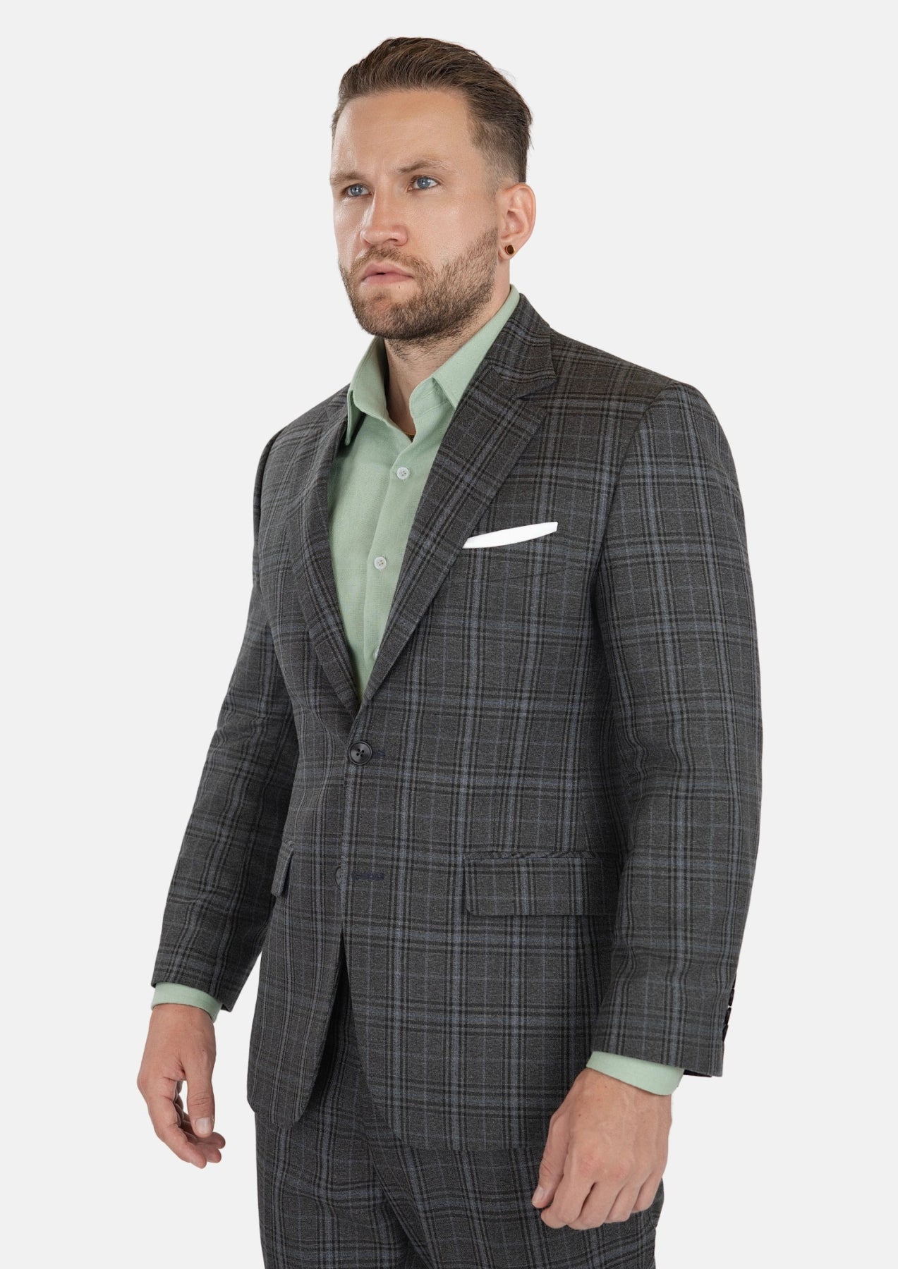 Astor Grey Two-Tone Plaid Suit