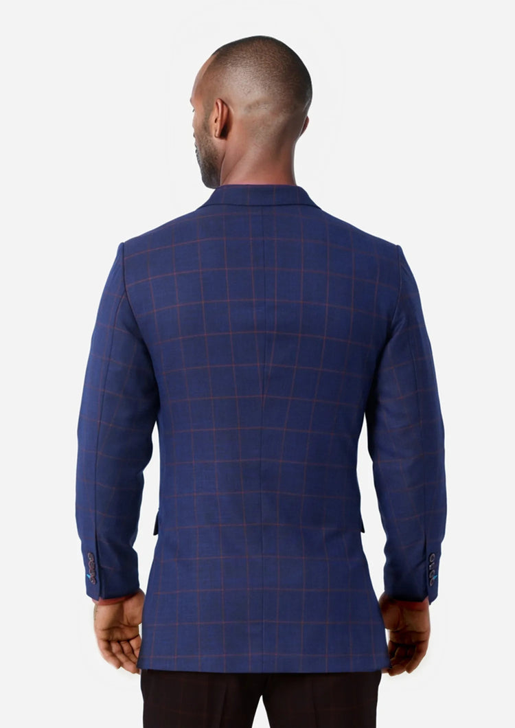 Astor Indigo Blue Windowpane Jacket - SARTORO816