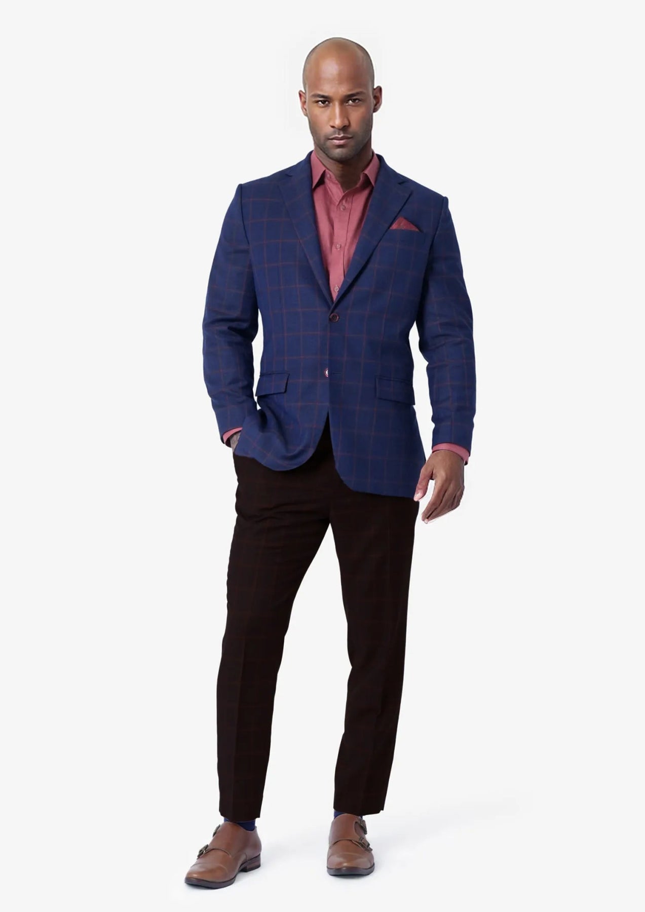 Astor Indigo Blue Windowpane Jacket - SARTORO615
