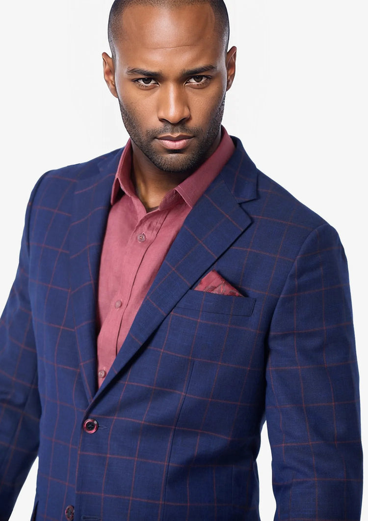 Astor Indigo Blue Windowpane Jacket - SARTORO92