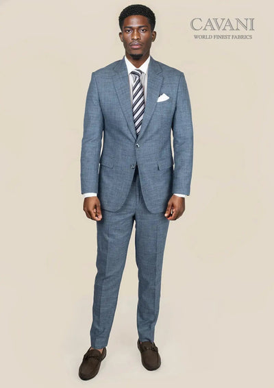 Astor Mid Blue Hopsack Suit - SARTORO