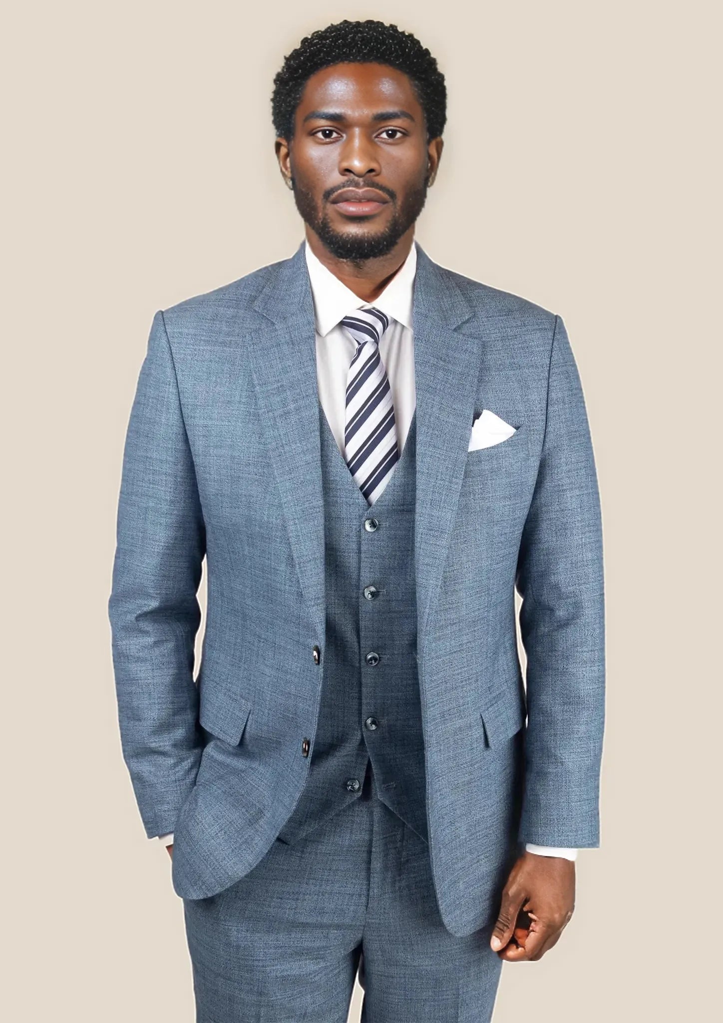 Astor Mid Blue Hopsack Suit SARTORO - Main Image