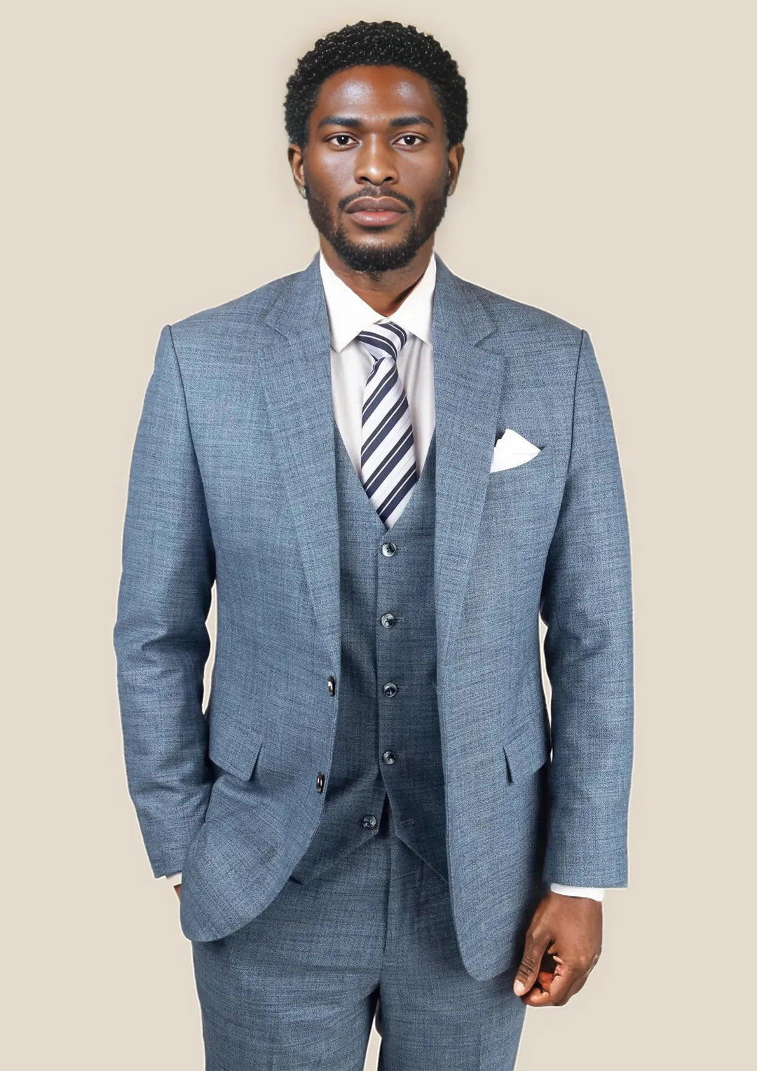 Astor Mid Blue Hopsack Suit - SARTORO