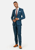 Astor Prussian Teal Twill Suit - SARTORO843
