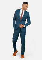 Astor Prussian Teal Twill Suit - SARTORO829