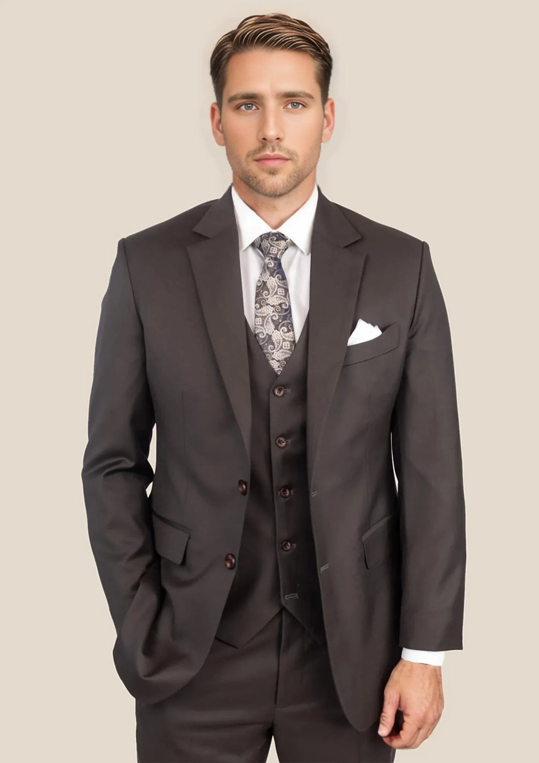 Astor Sable Brown Twill Suit - SARTORO