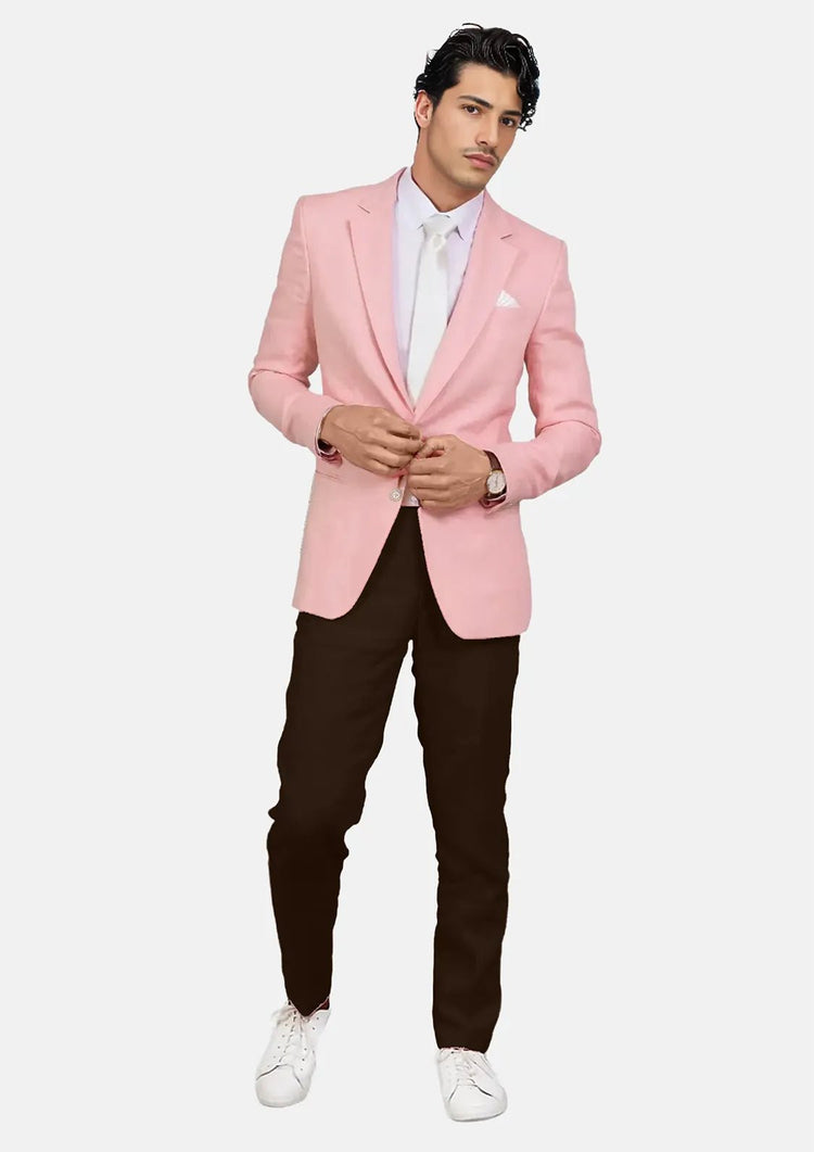 Astor Salmon Linen Jacket - SARTORO282
