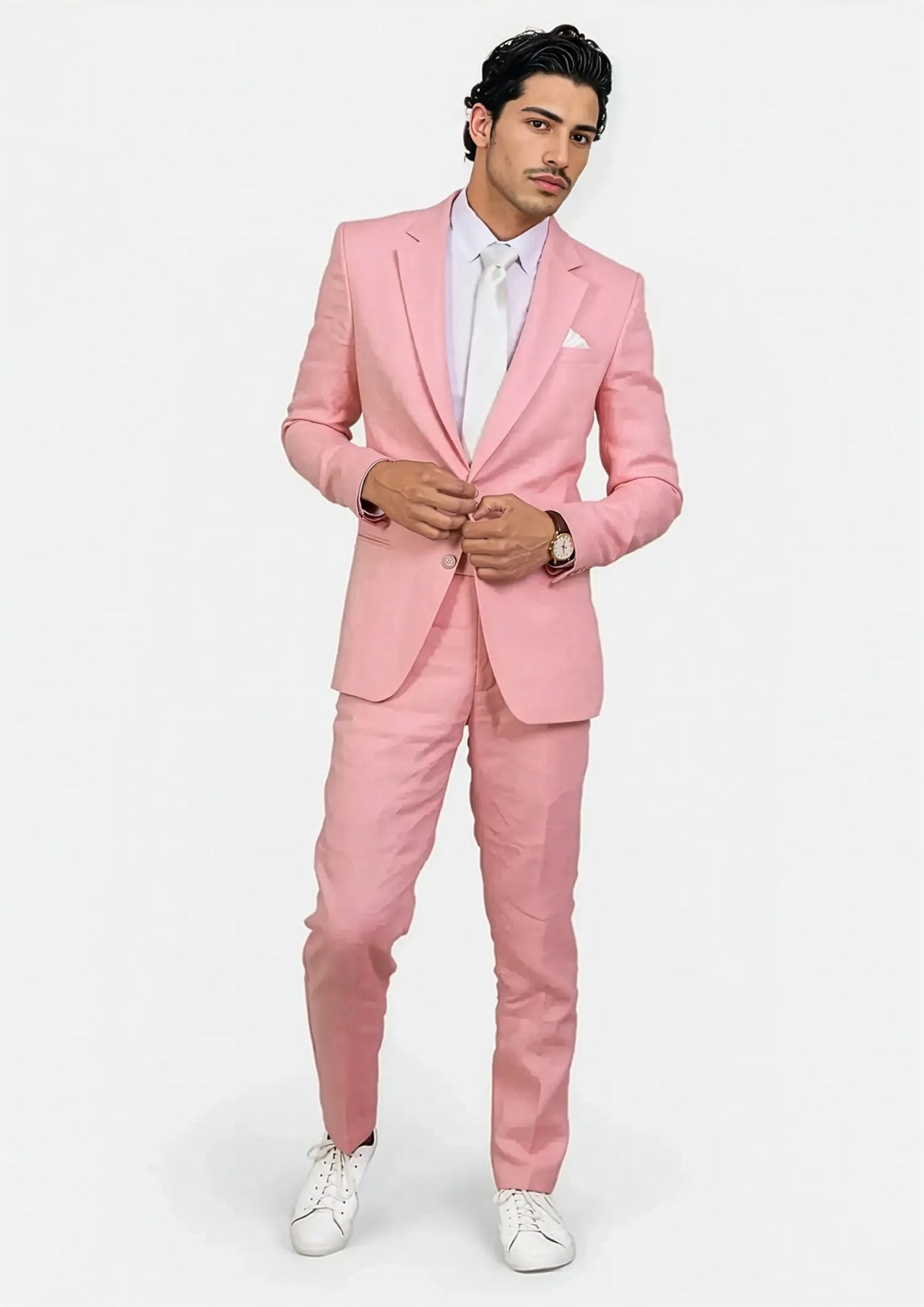 Astor Salmon Linen Suit - SARTORO271
