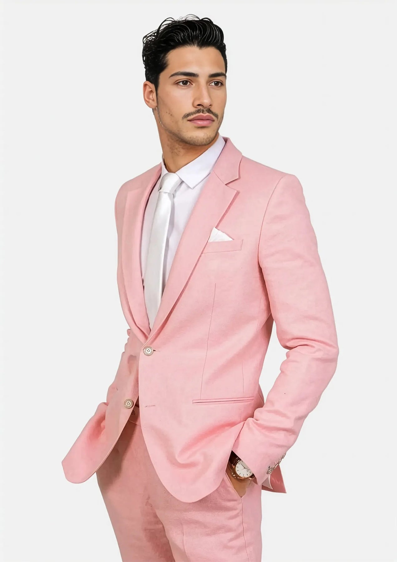 Astor Salmon Linen Suit - SARTORO