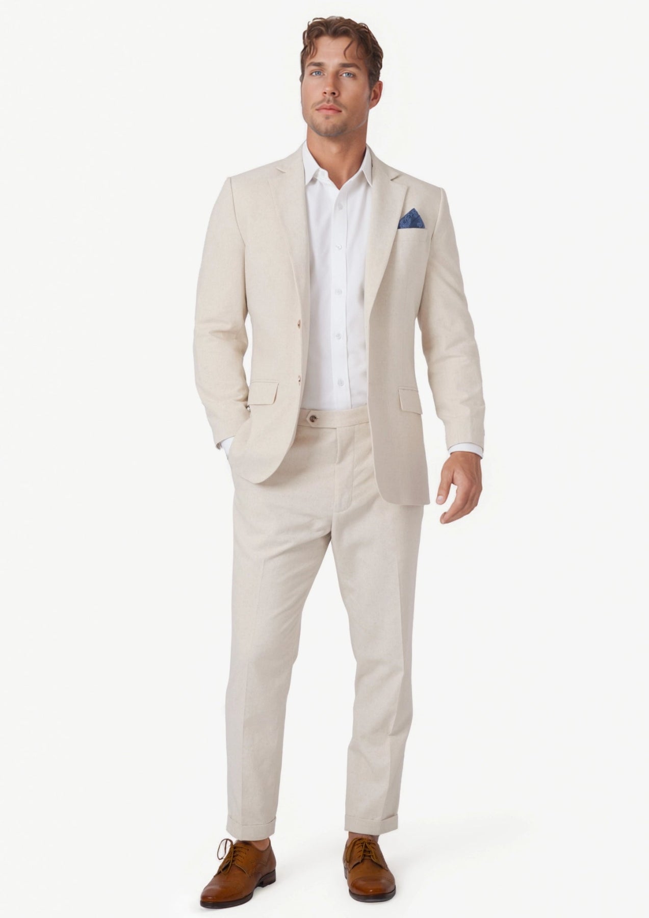 Astor Sand Linen Blend Suit - SARTORO99