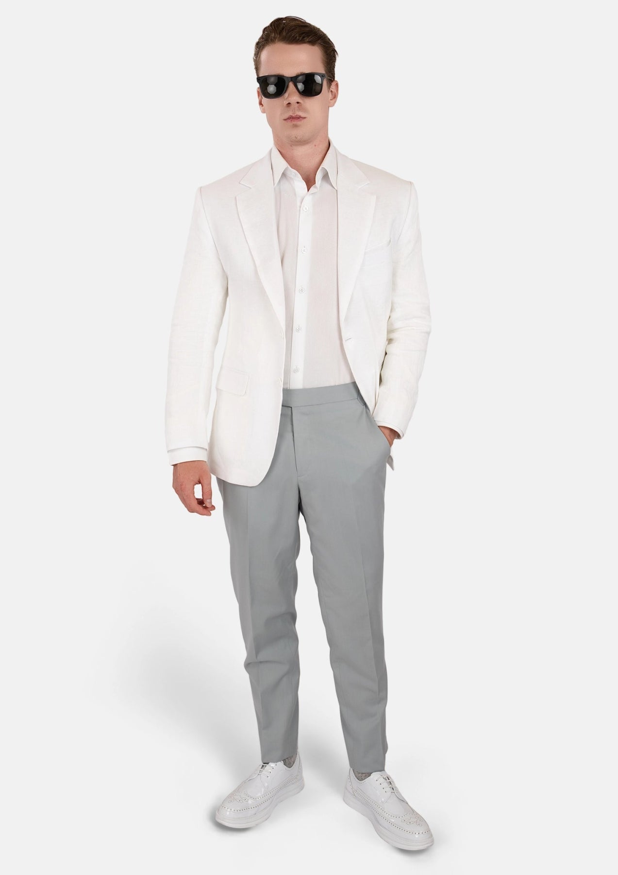Men's Astor White Linen Jacket | SARTORO Men's Astor White Linen Jacket | SARTORO