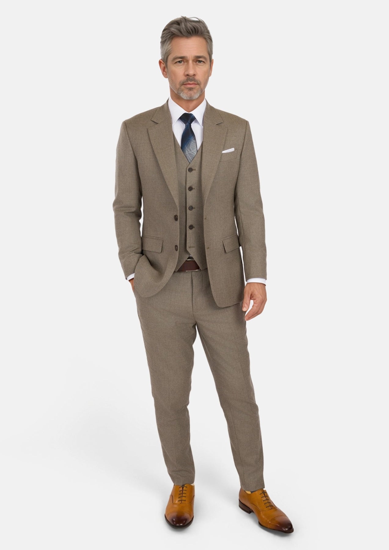 Astoria Brown Flannel Astor Suit - SARTORO