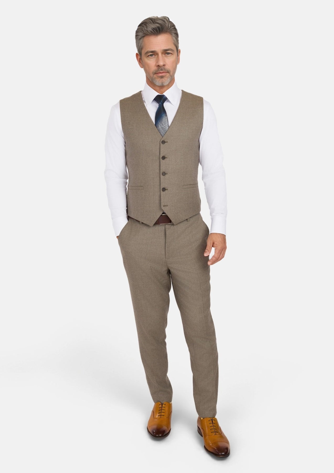 Astoria Brown Flannel Vest - SARTORO