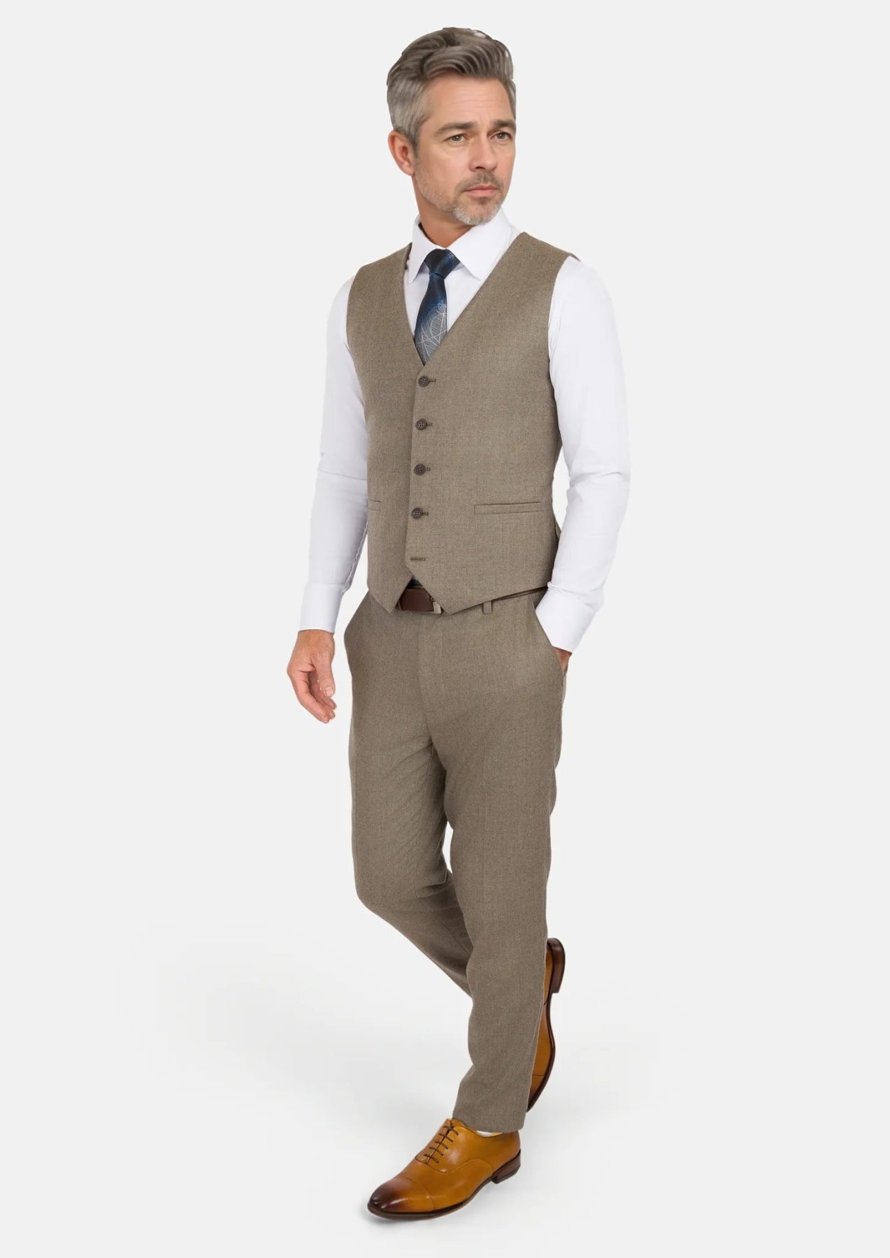 Astoria Brown Flannel Vest - SARTORO