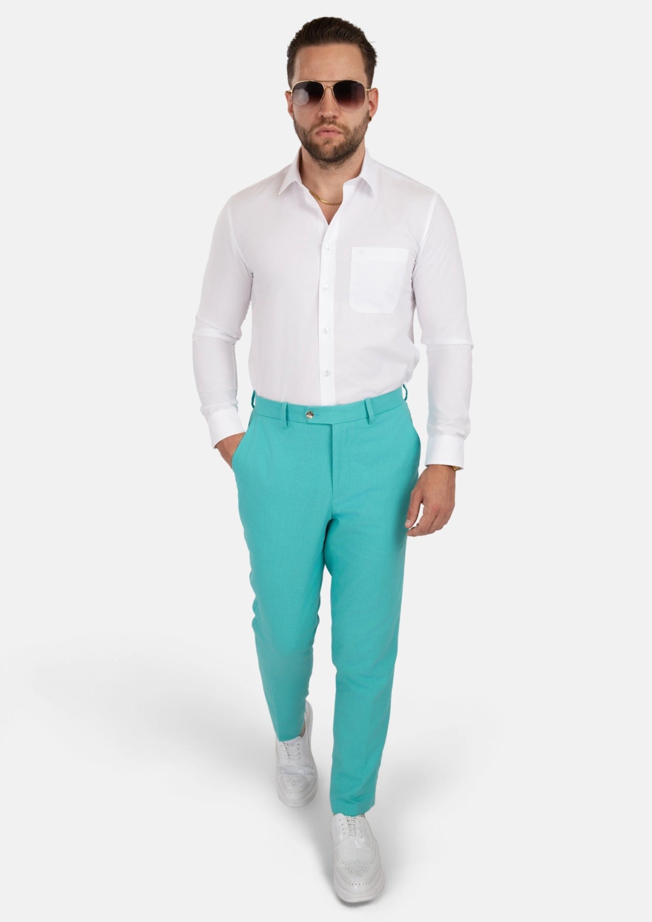 Atlantis Green Linen Blend Pants